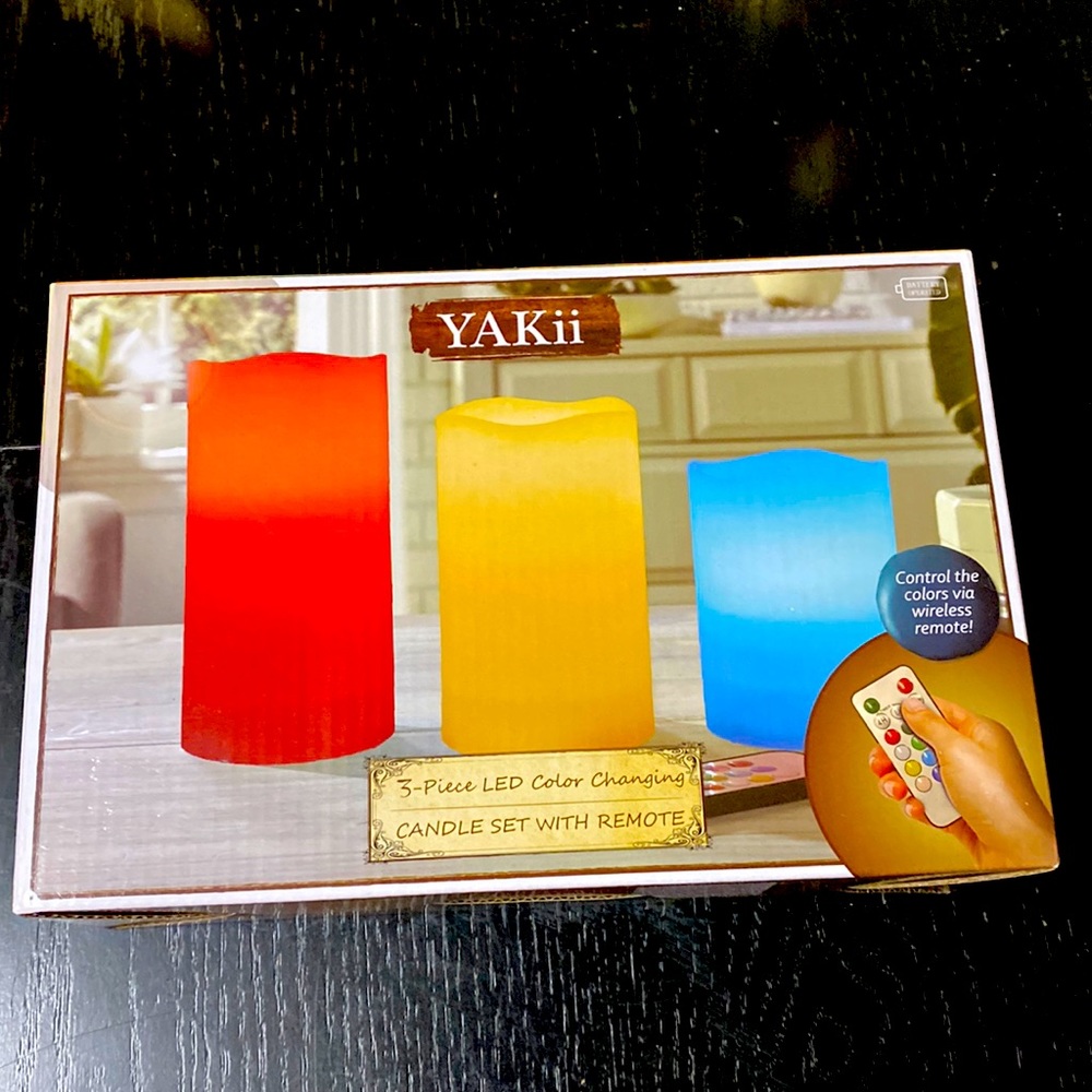 New 3 piece led color changing candle set with remote